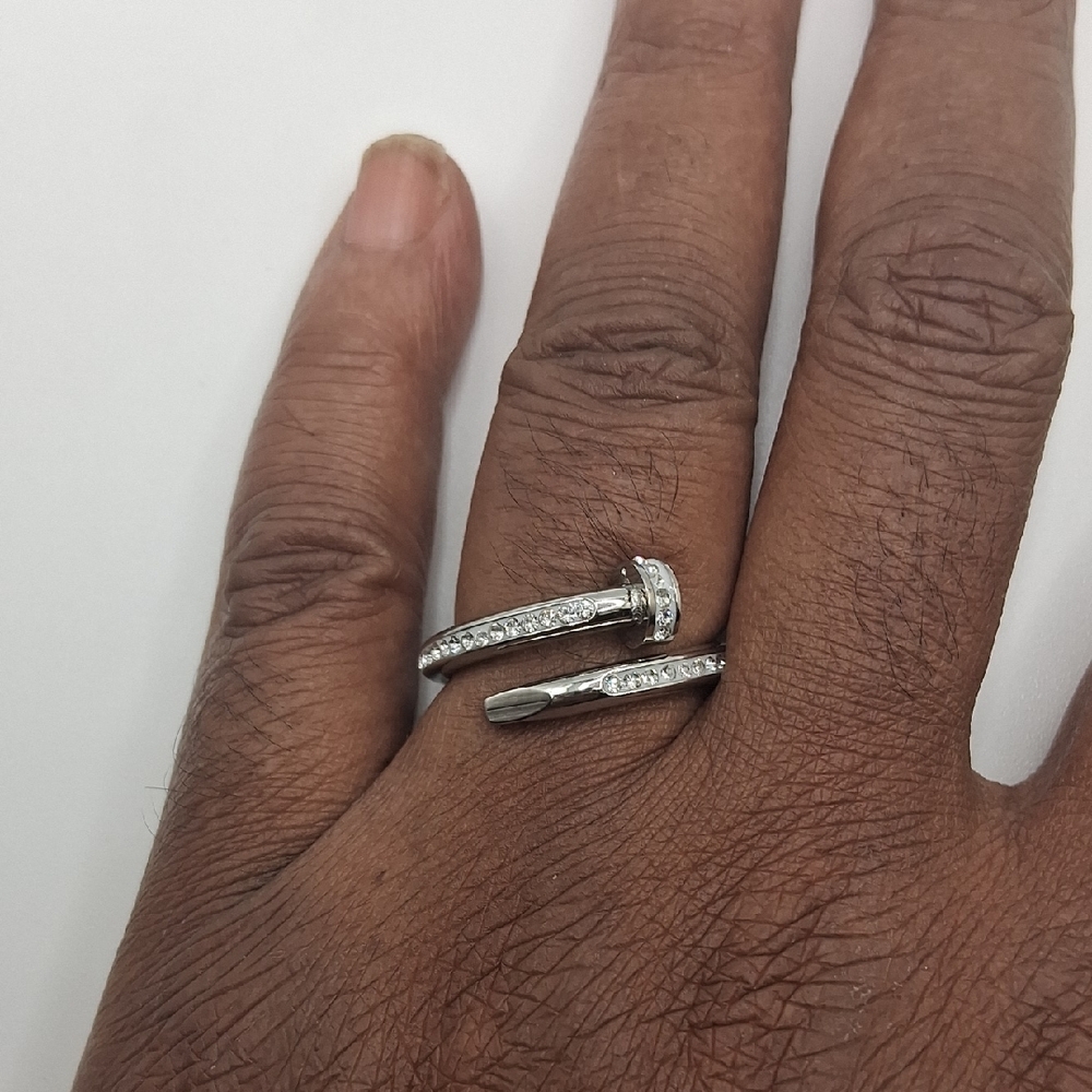 Elegant Silver Nail Design Ring
